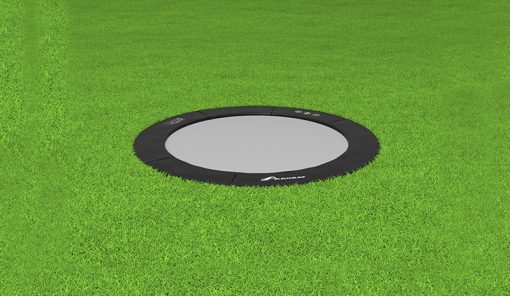 akrobat black round inground trampoline on grass, Flat In-Ground Trampoline,