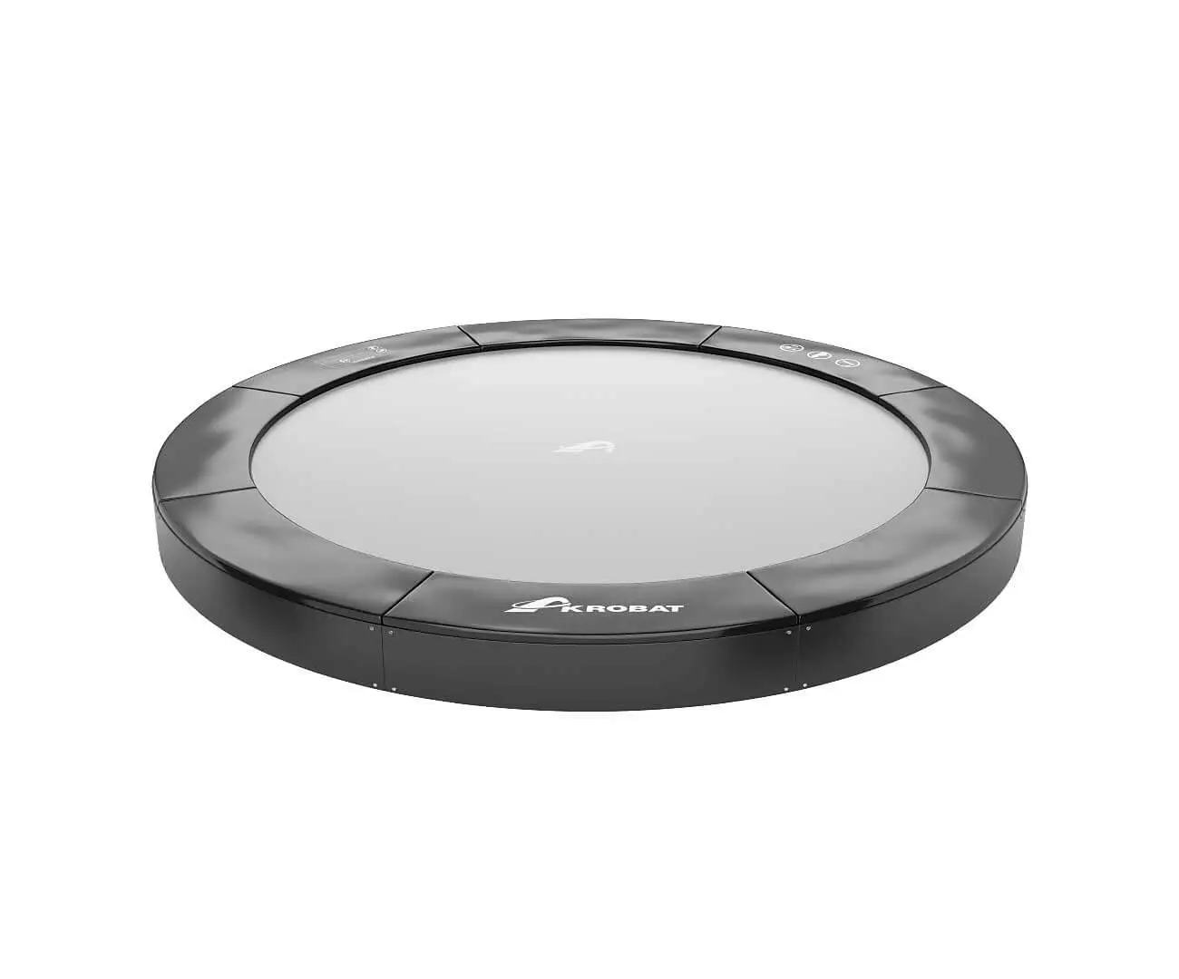 12ft Round Akrobat Primus Flat In-Ground Trampoline - Black (Black Pad with Grey Jump Mat) 4 black round in-ground trampoline