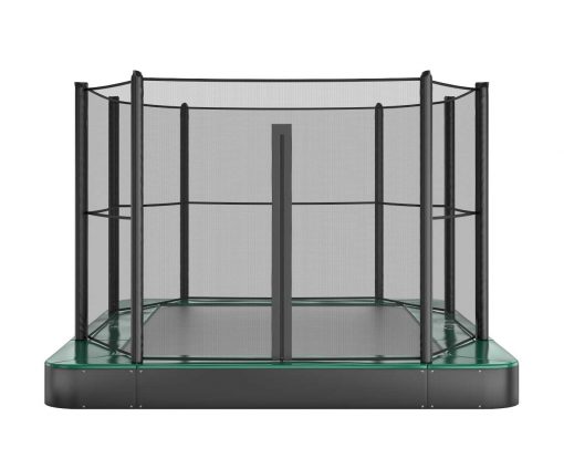 14 foot by 10 foot green inground trampoline with enclosure, 10ft x 6ft in-ground trampoline enclosure, 11ft x 8ft in-ground trampoline enclosure, 14ft x 10ft in-ground trampoline enclosure,
