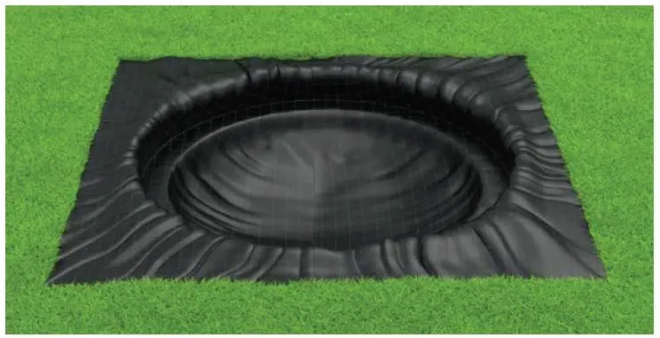 insert the weed liner into trampoline pit