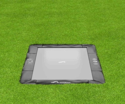 11ft x 8ft Akrobat Primus Flat In-Ground Trampoline - Black (Black Pad with Grey Jump Mat)