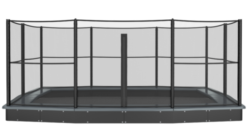 17 foot by 10 foot all black in ground trampoline with enclosure, In-Ground Trampoline Enclosure,