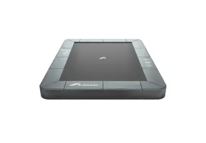 10 foot by 6 foot grey in-ground trampoline