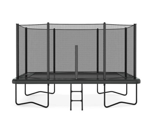 14 foot by 10 foot above ground all black trampoline with enclosure