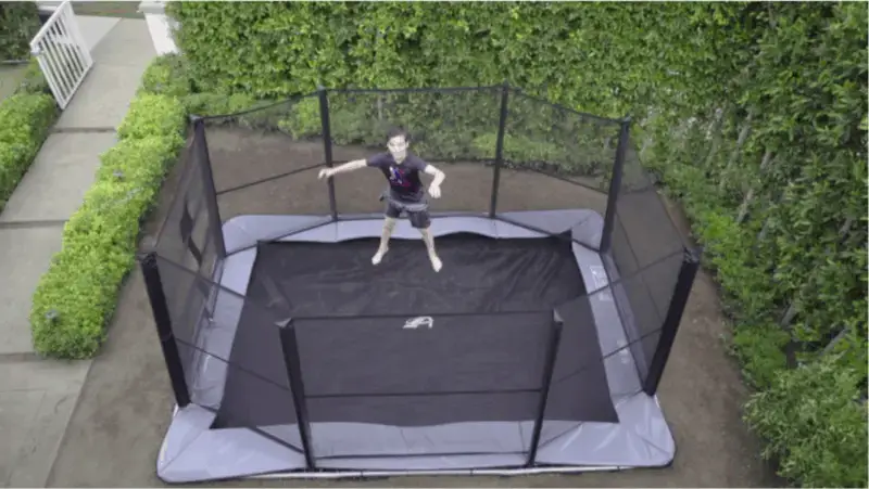 aerial shot of trampoline