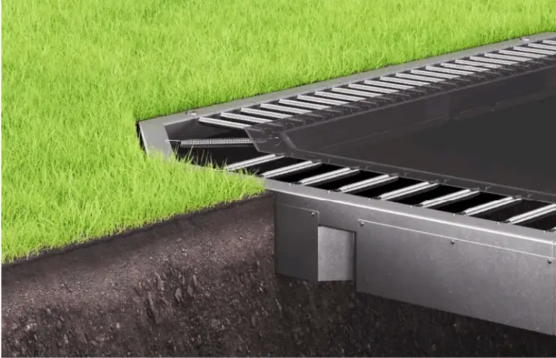 edge of trampoline leave in ground
