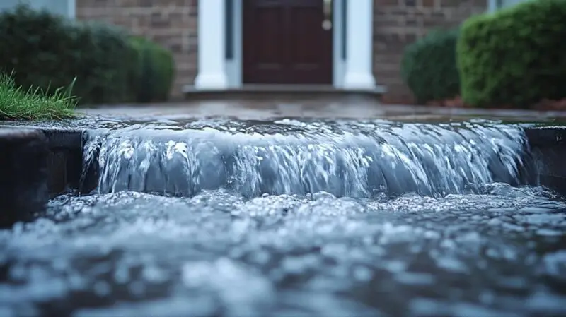 water draining down front porch