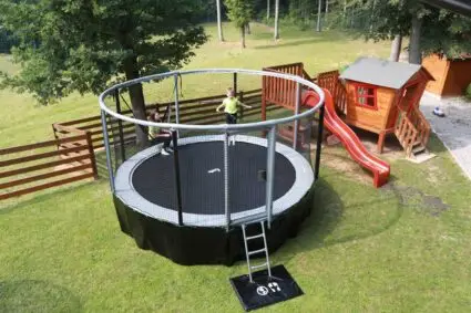 Alternative view of 14ft Gallus PLUS Akrobat Above Ground Public Use Trampoline - Grey Pad and Black Jump Mat