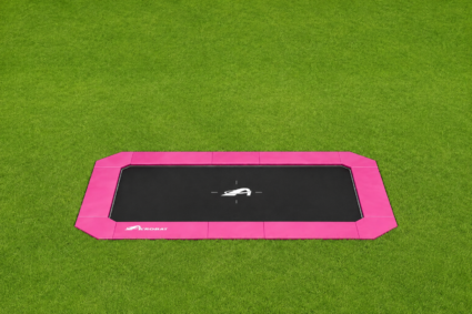 17ft x 10ft Akrobat Primus Flat PLUS Sport LIMITED EDITION PINK PAD with Black Jump Mat In-ground Trampoline