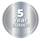 Silver badge with 5 year warranty