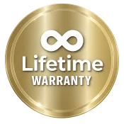Gold badge with lifetime warranty text